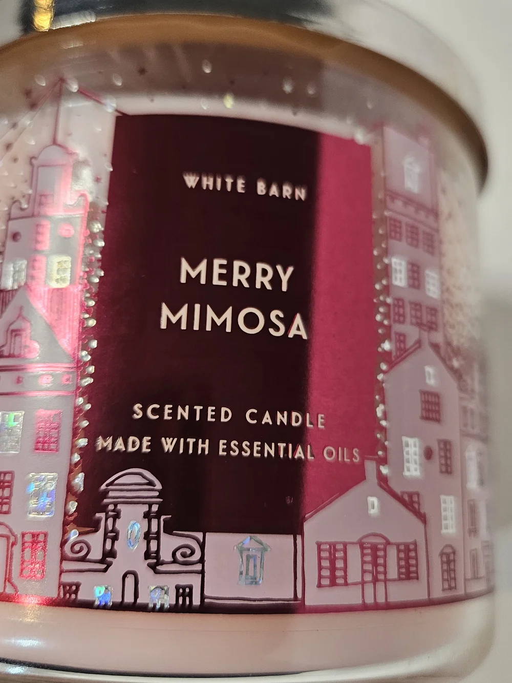 Bath & Body Works Merry Mimosa 3 Wick Scented Candle - Pink